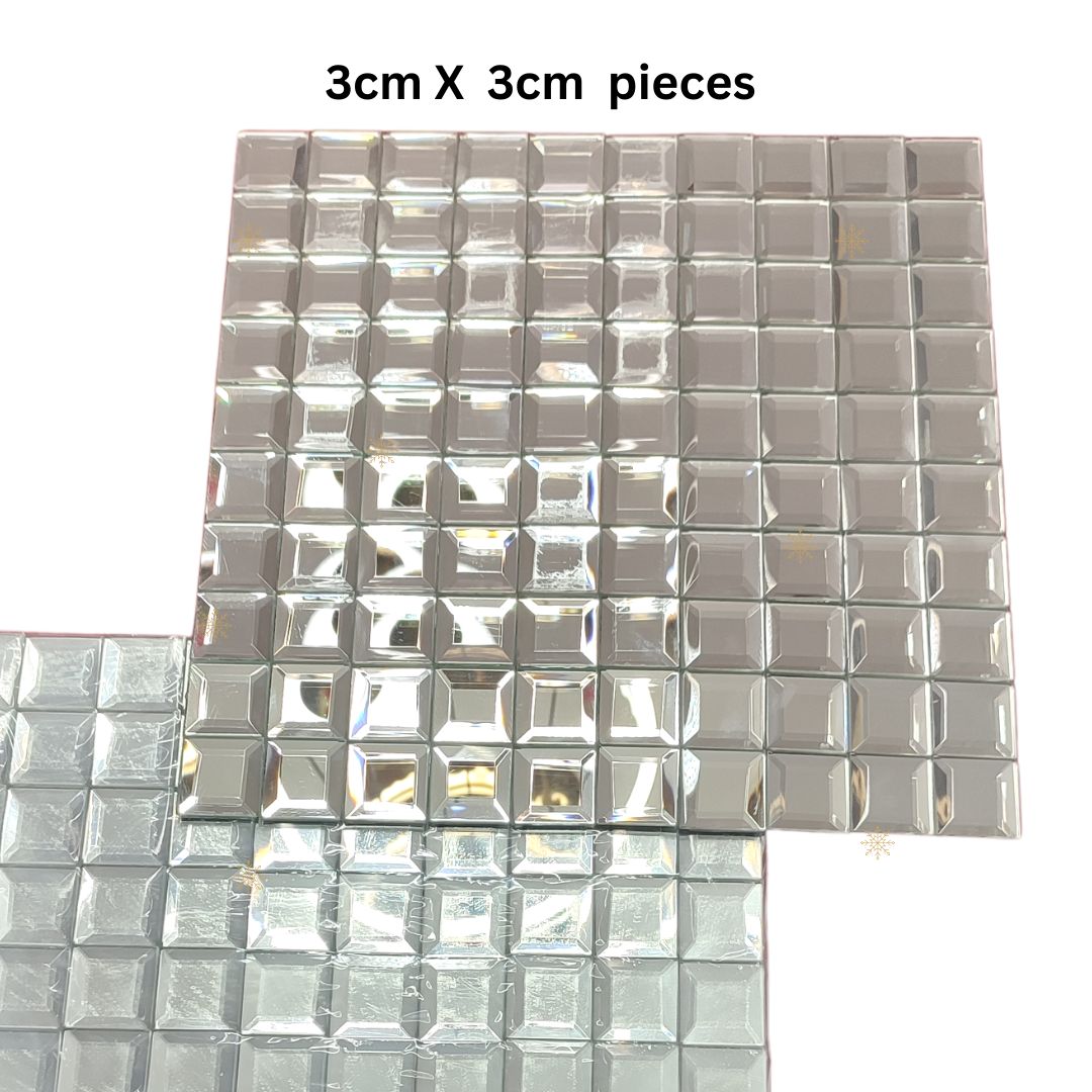 Silver Mirror Tiles 3cm by 3cm - 3 Sheets. – Nafuu Glam Decor